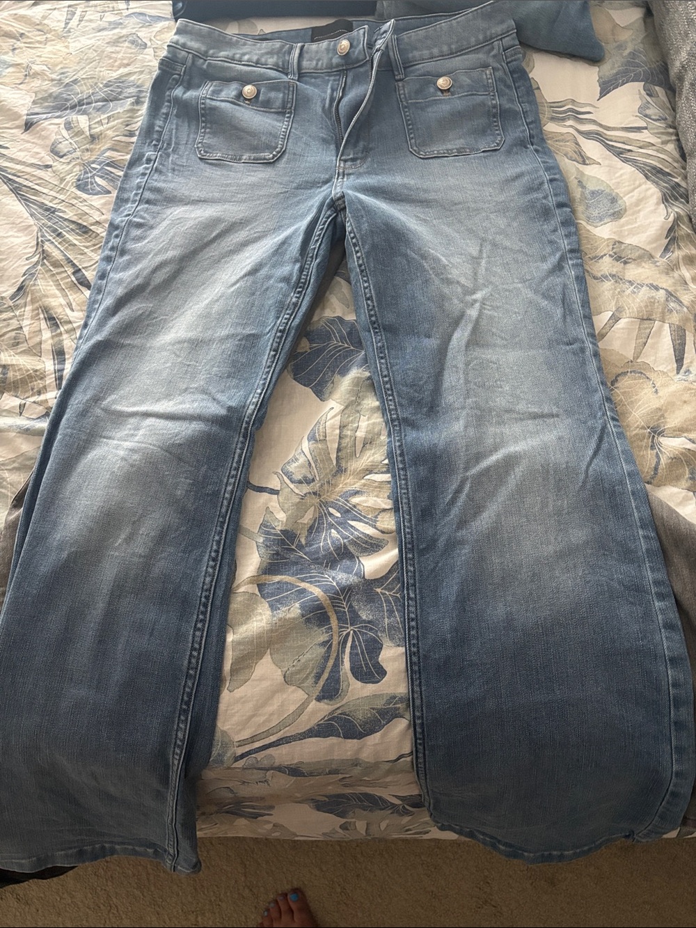 White House Black Market Light Blue Denim Wide Leg Jeans